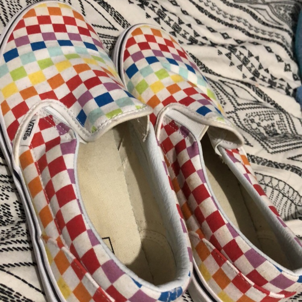 Authentic rainbow checkered vans